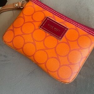 Nine West Vibrant Orange and Red Wristlet